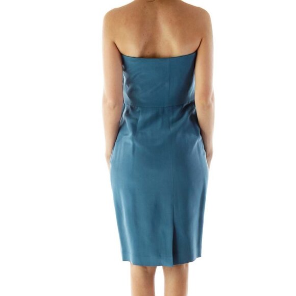Ann Taylor Blue Strapless Cocktail Silk Dress - Picture 3 of 3